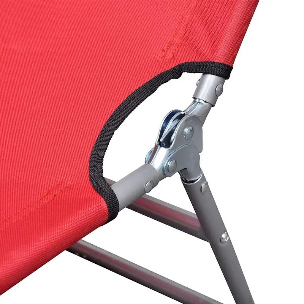 Portable Folding Sun Lounger Adjustable Backrest Red Outdoor Chair