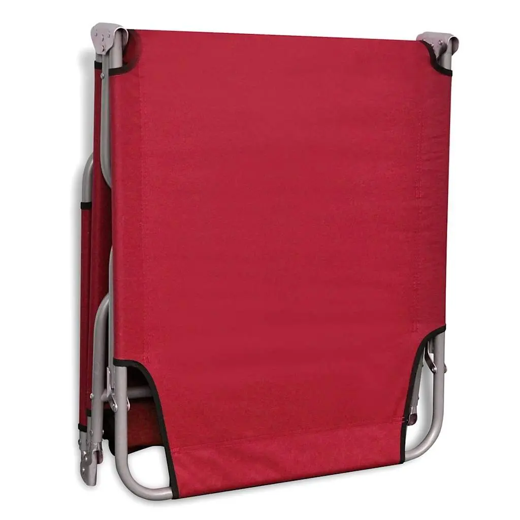 Portable Folding Sun Lounger Adjustable Backrest Red Outdoor Chair