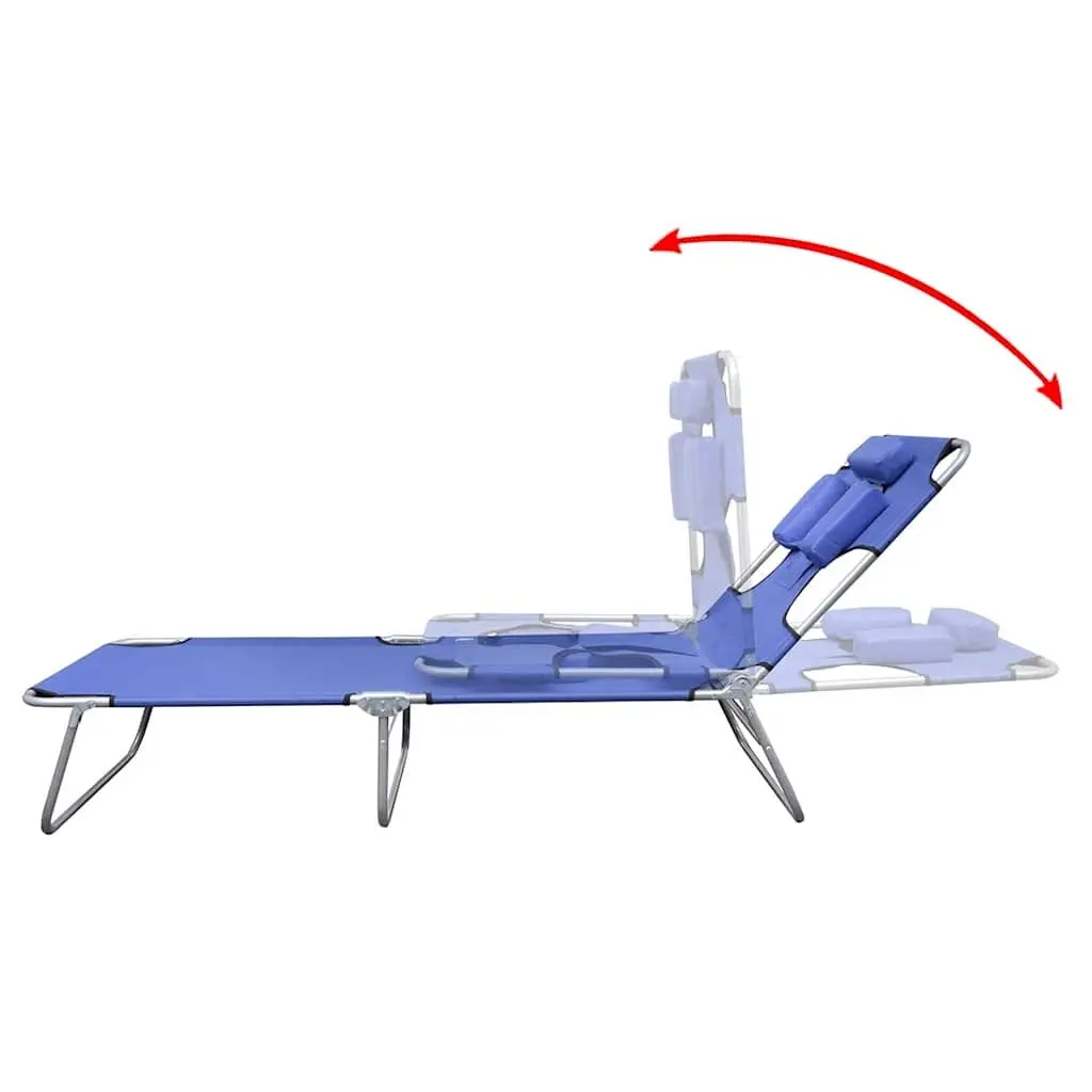 Folding Sun Lounger with Head Cushion Adjustable Backrest Outdoor Lounge Chair