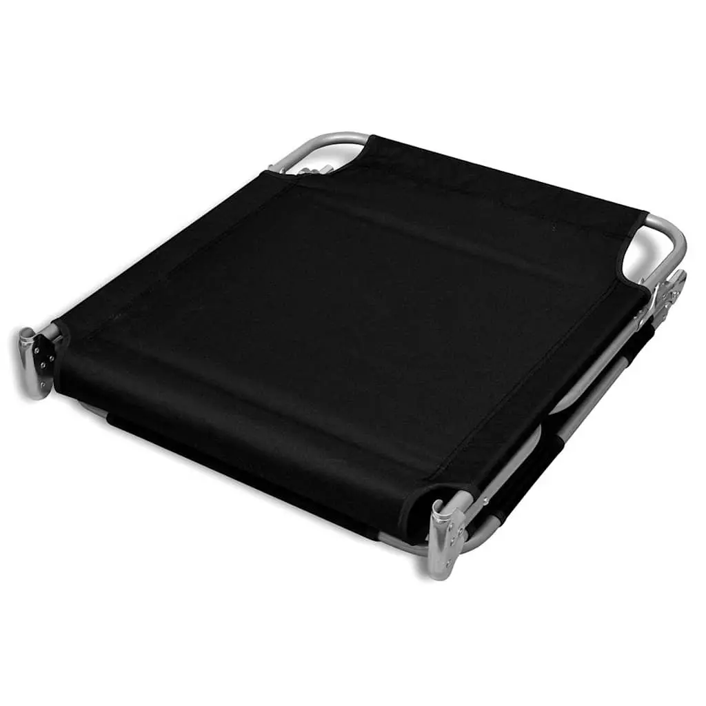 Black Folding Sun Lounger with Head Cushion