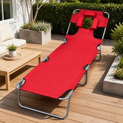 Practical Red Sun Lounger: Ideal for Relaxation