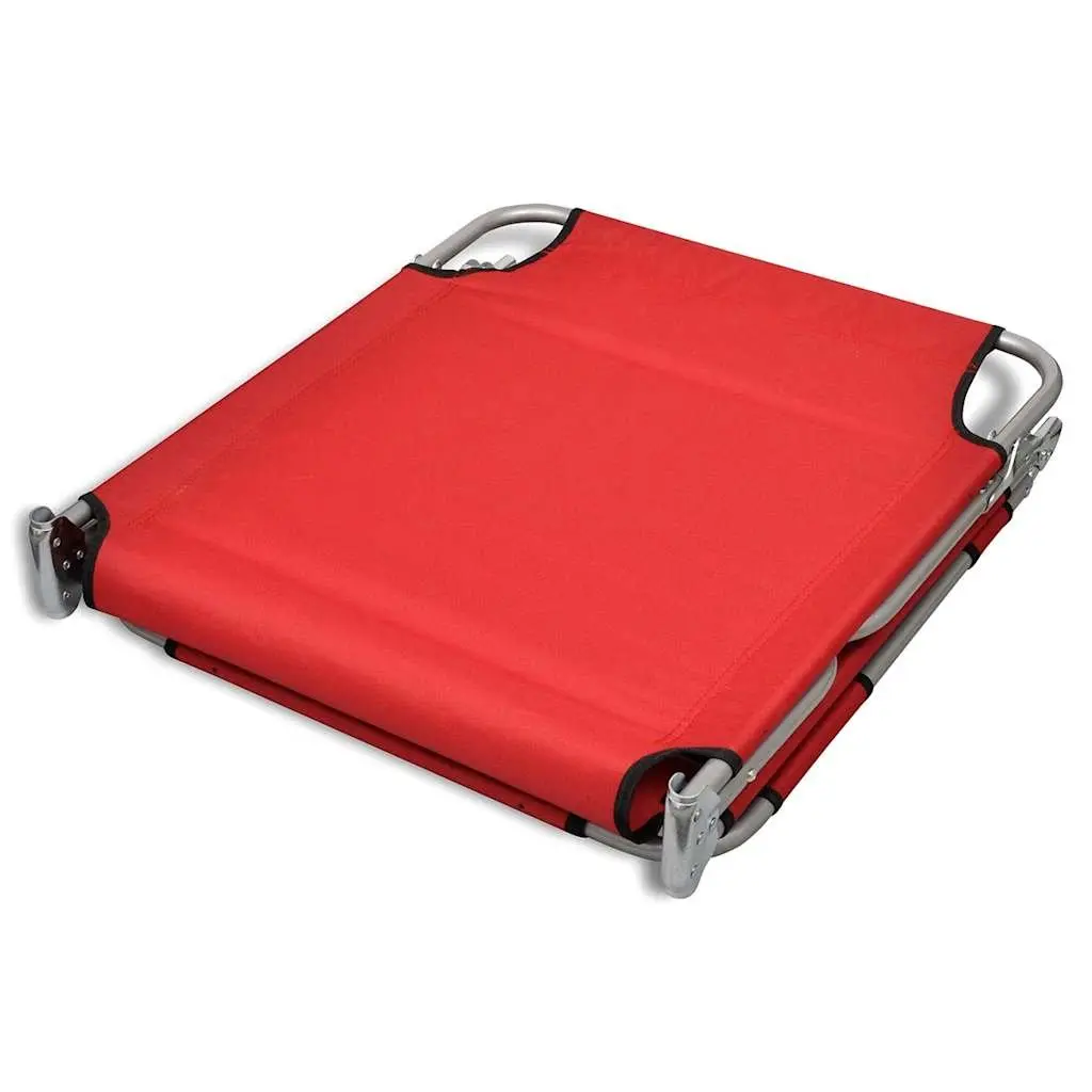 Folding Sun Lounger Outdoor Garden Reclining Beach Chair Adjustable Backrest Red
