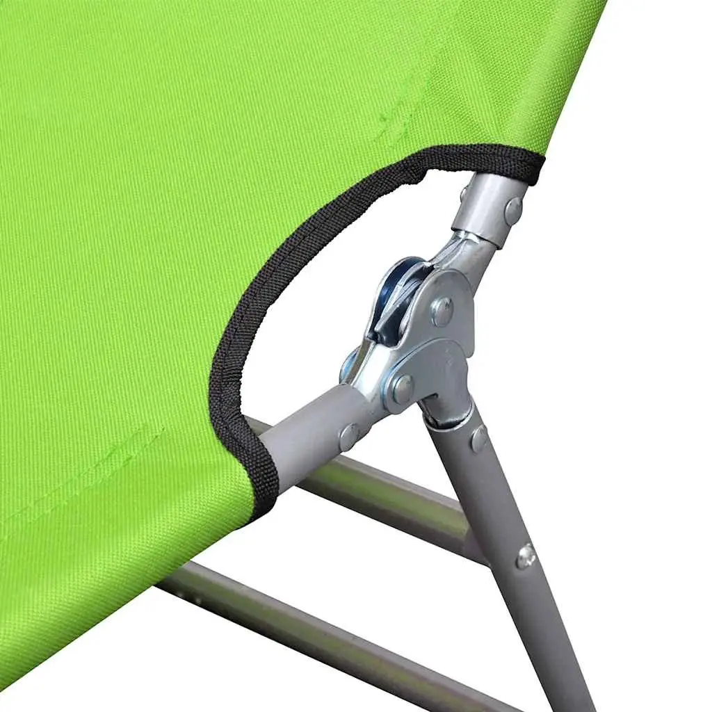 Folding Sun Lounger Adjustable Backrest Outdoor Seating Green