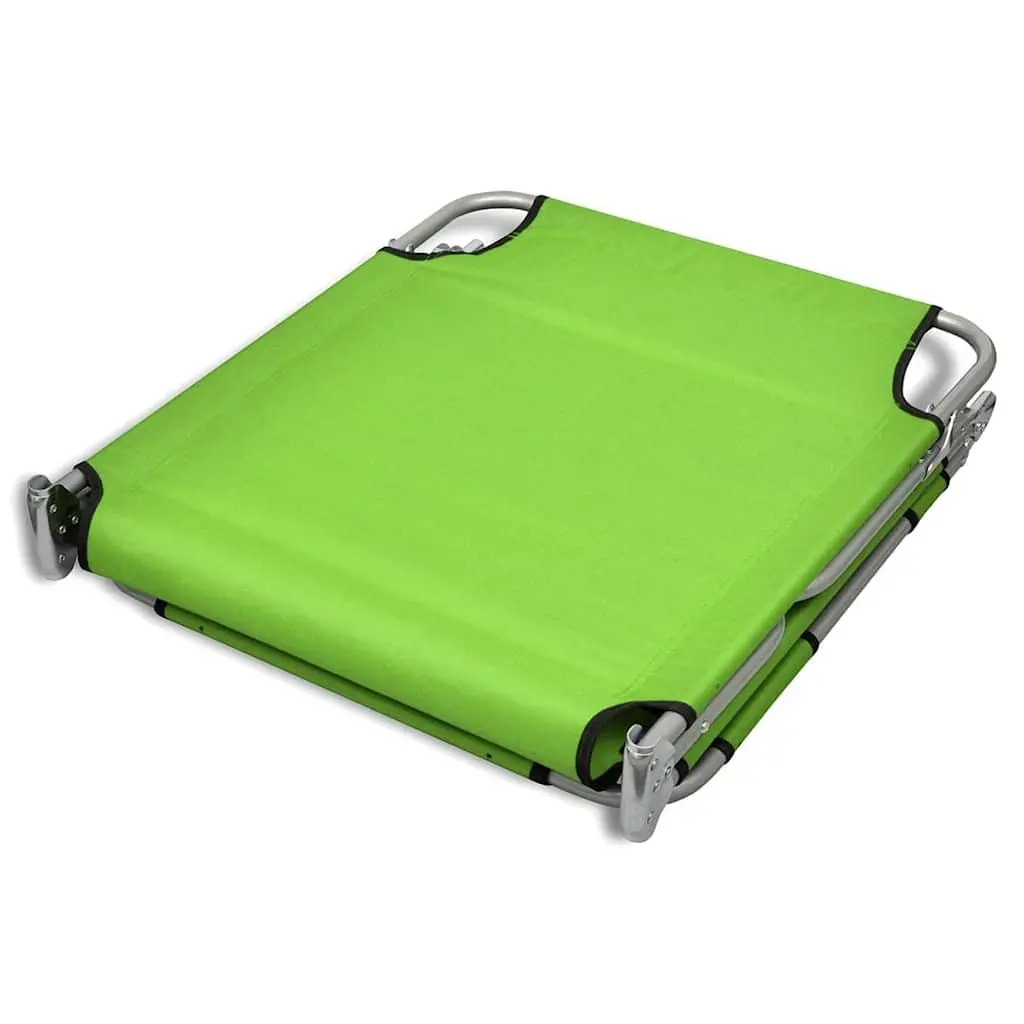 Folding Sun Lounger Adjustable Backrest Outdoor Seating Green
