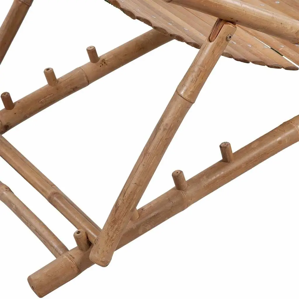 Bamboo Deck Chair Footrest Outdoor Relaxation Adjustable Foldable Brown
