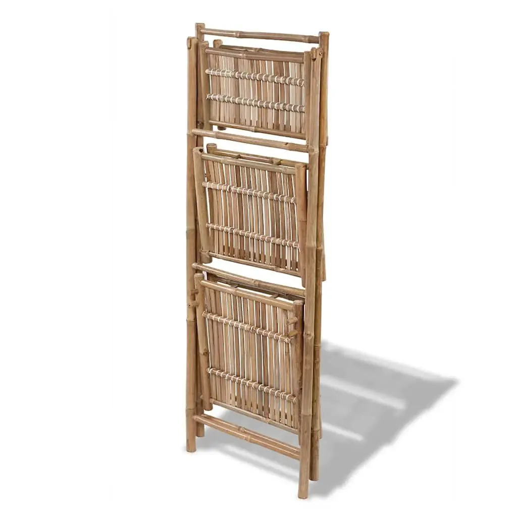 Folding Plant Rack Bamboo 3-Tier Display Organizer Brown