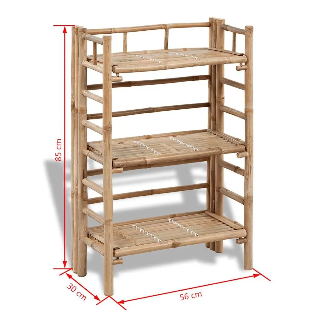 3-Tier Bamboo Plant Rack Organiser Brown Shelf Garden Patio Display Stand