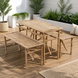 Practical Outdoor Beer Table Set with 2 Benches