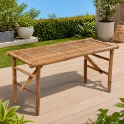Durable Brown Bamboo Folding Garden Bench for Comfort