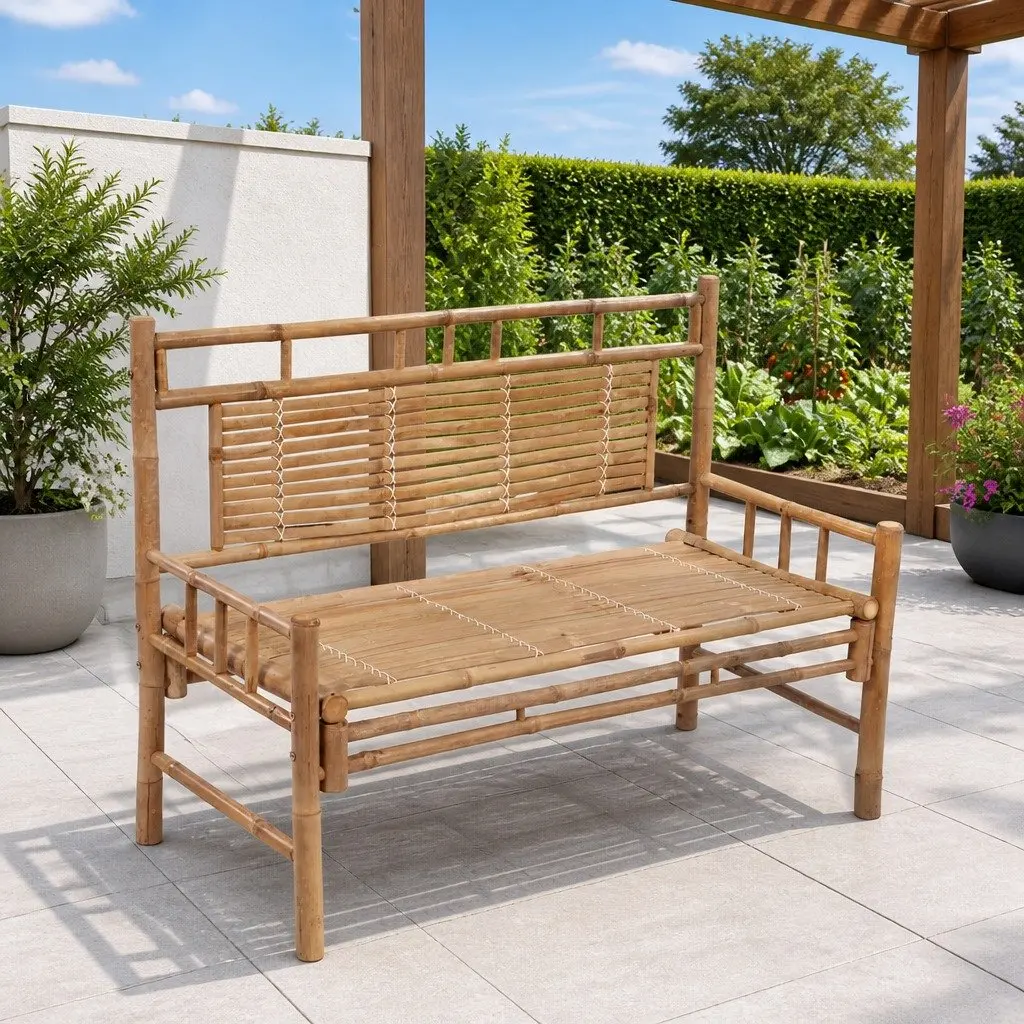 Outdoor Garden Bench 120cm Backrest Seating Patio Furniture Brown