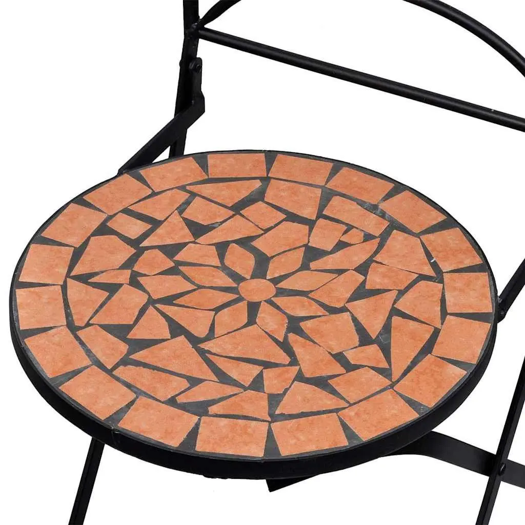 Folding Bistro Chairs 2 pcs Outdoor Garden Patio Seating Brown Ceramic