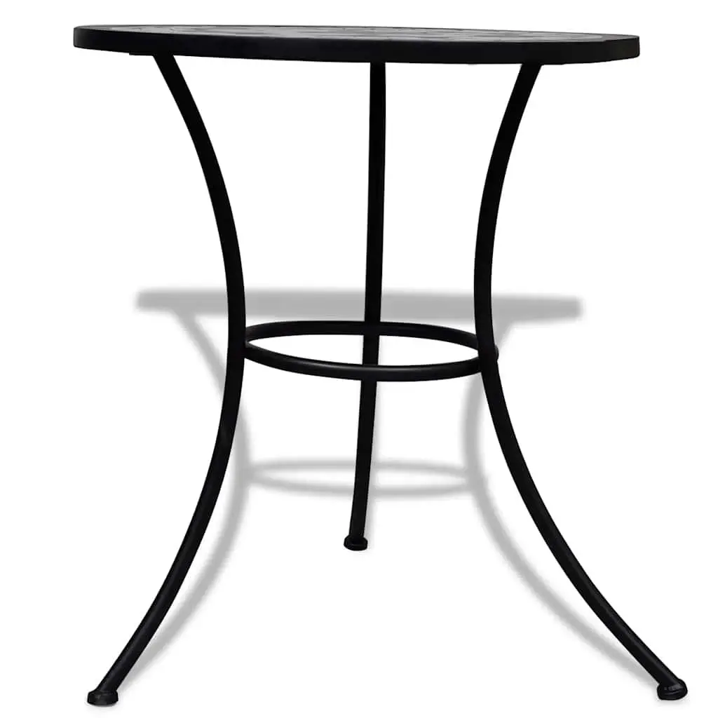 Mosaic Bistro Table Coffee 60cm Black White Ceramic Top