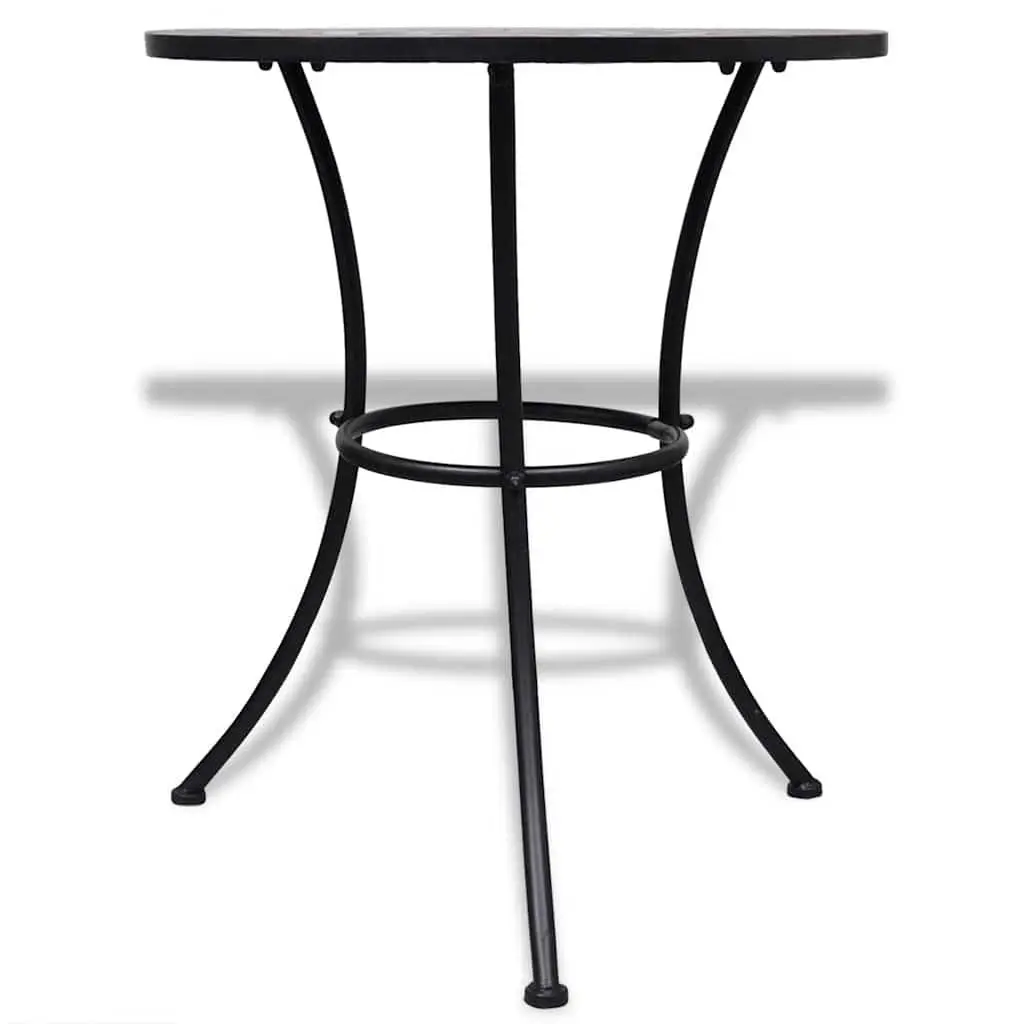 Mosaic Bistro Table Outdoor Coffee 60cm White and Terracotta Ceramic Top Iron Frame