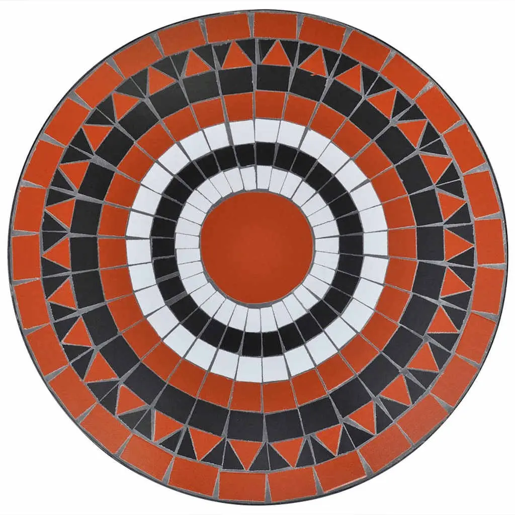 Mosaic Bistro Table Outdoor Coffee 60cm White and Terracotta Ceramic Top Iron Frame