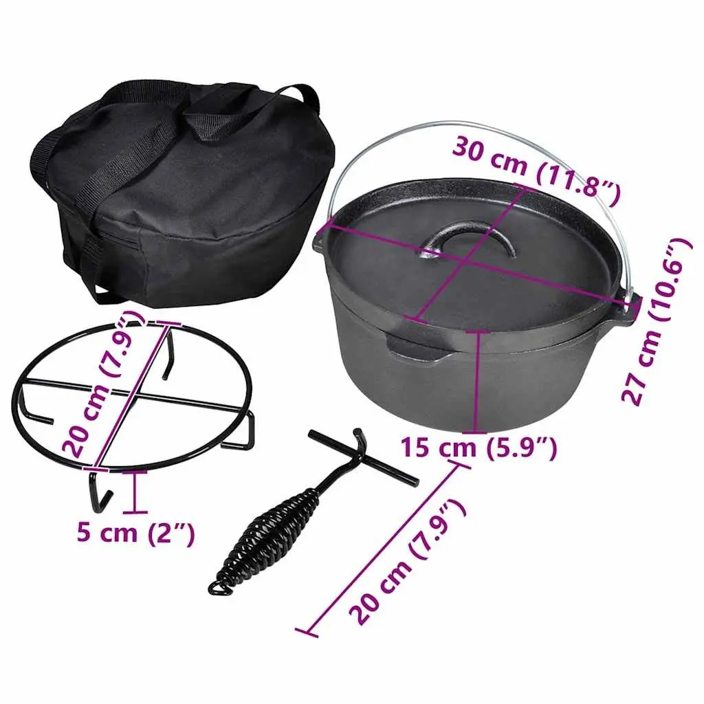 Dutch Oven 4.2L Cookware for Home Cooking and Outdoor Use Black