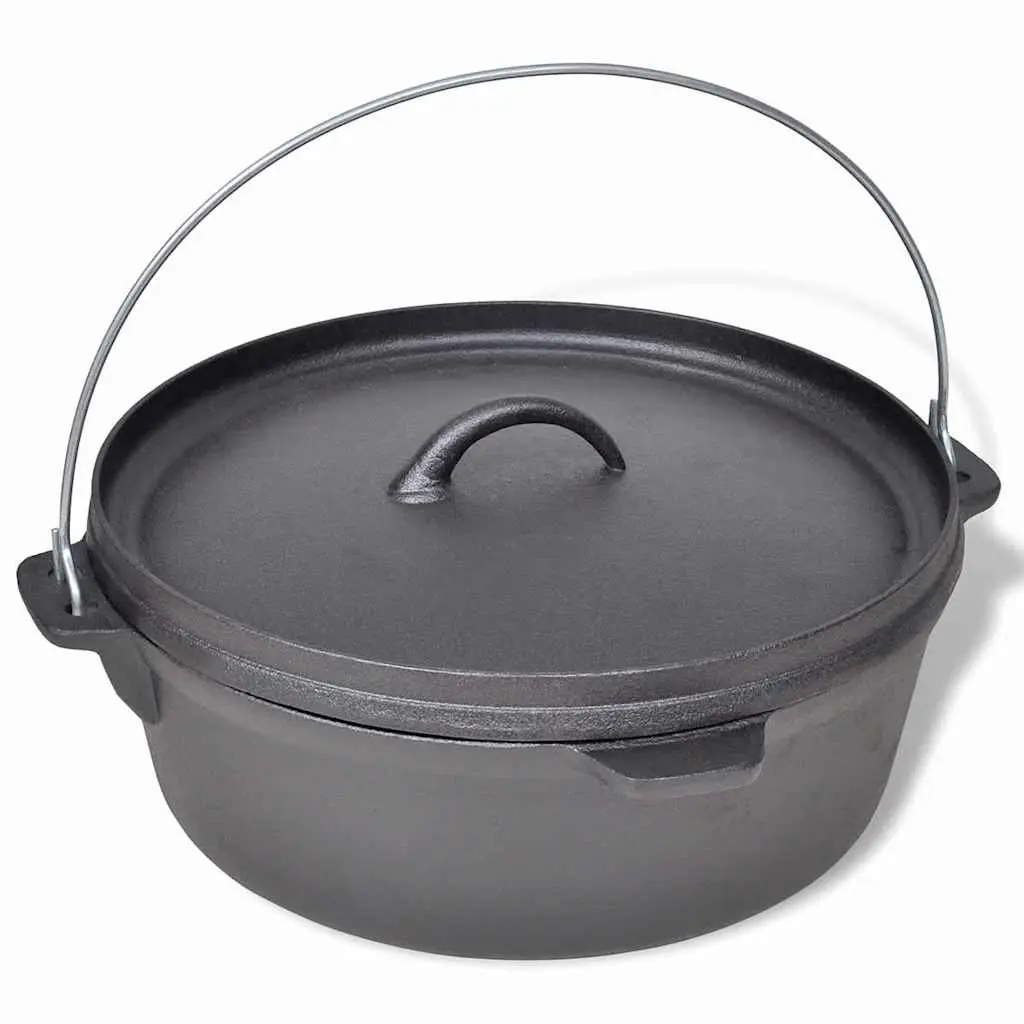 Dutch Oven 5.6L Black Cookware for Home Cooking and Outdoor Use