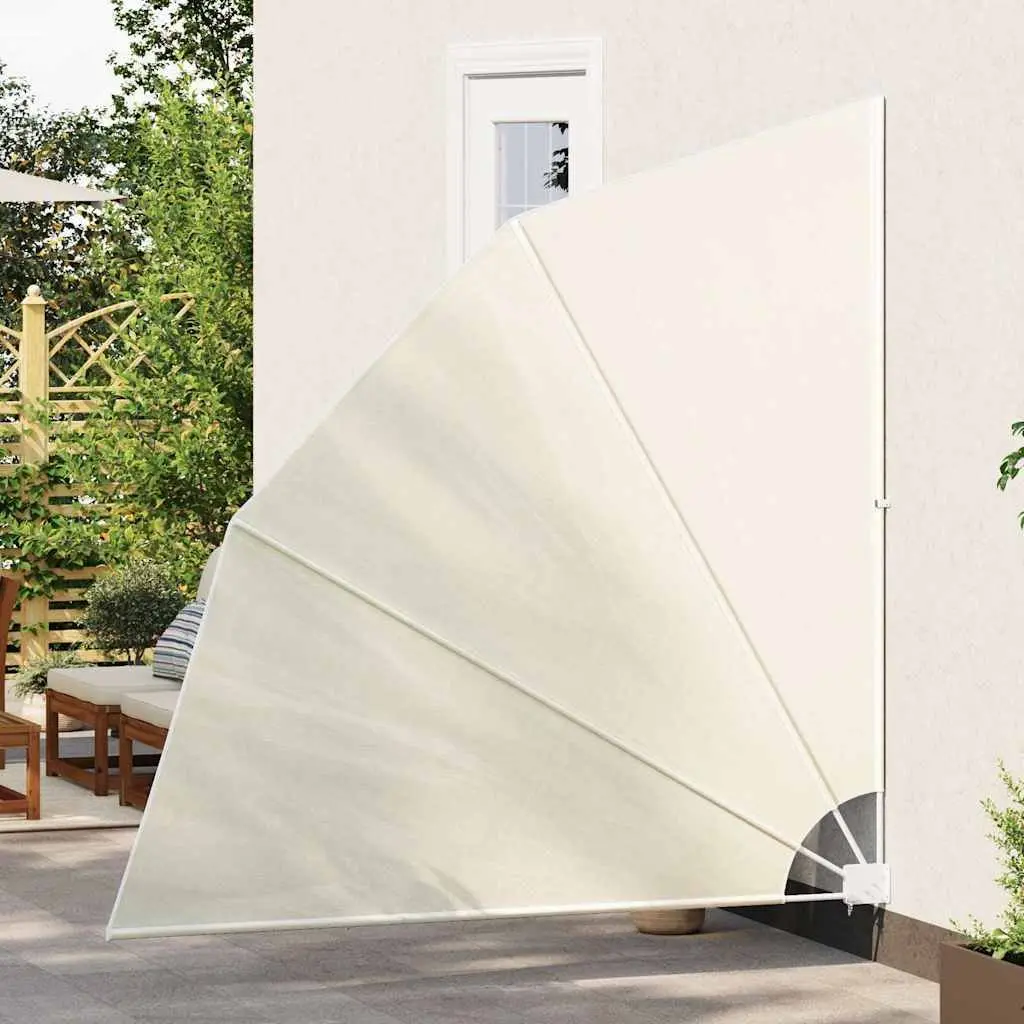 Collapsible Side Awning Shade Screen 210x210cm Cream for Balcony Terrace Garden