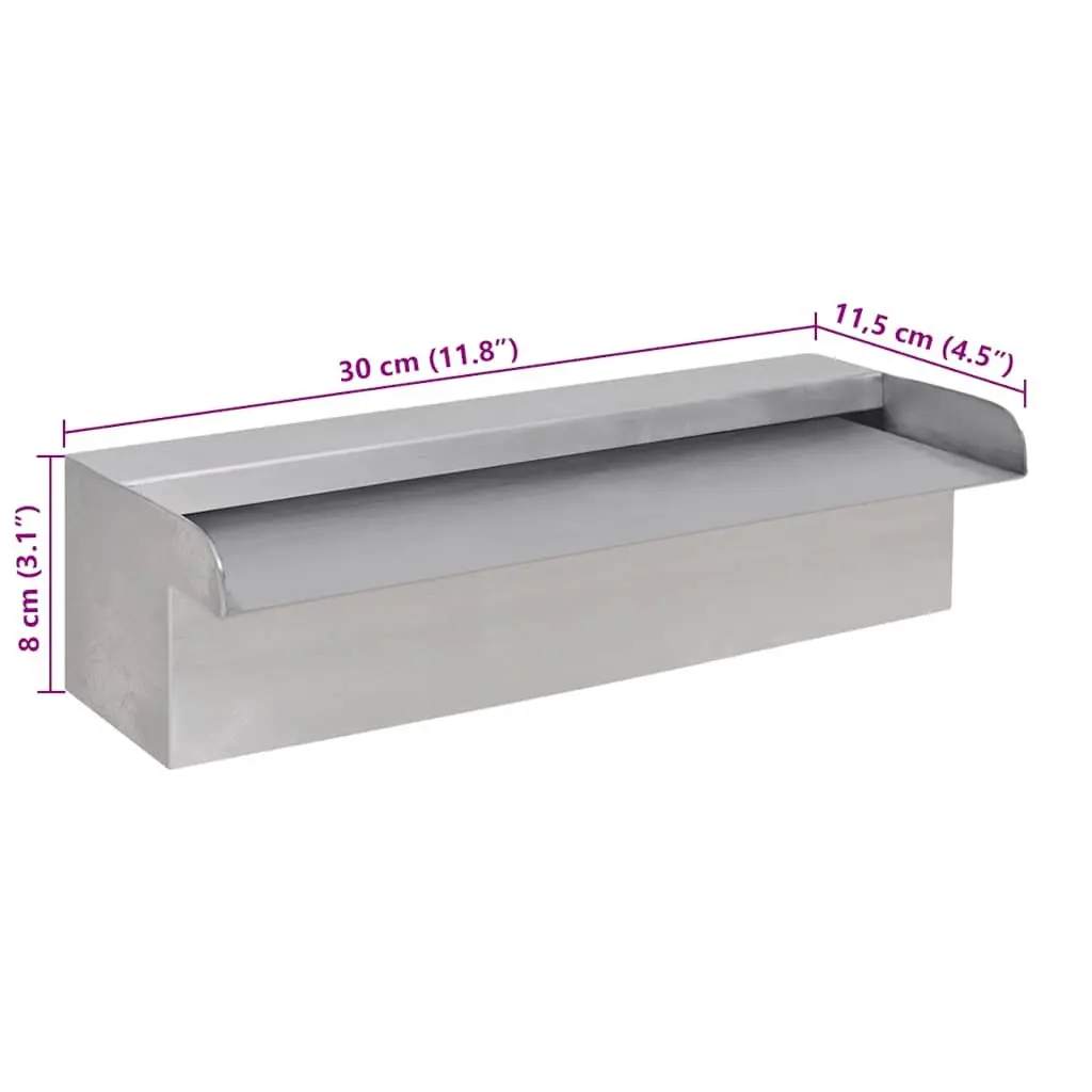 Rectangular Waterfall Fountain Water Feature 30cm Silver
