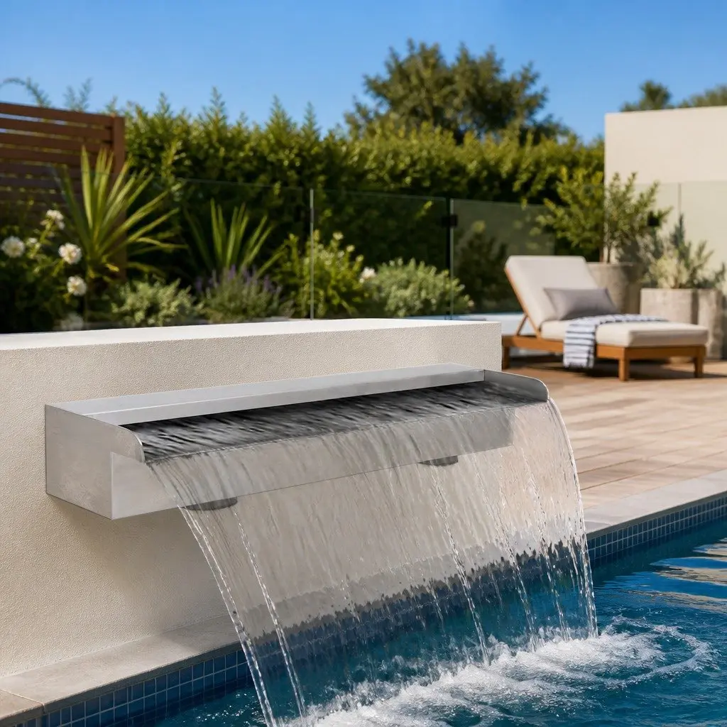 Rectangular Waterfall Fountain Water Feature 60cm Silver