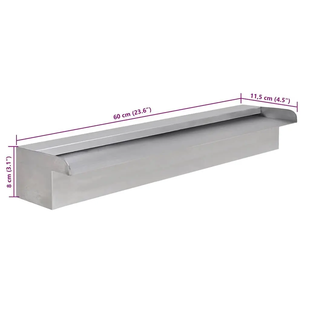 Rectangular Waterfall Fountain Water Feature 60cm Silver