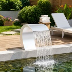 Garden Waterfall Fountain Pool Feature Water Cascade Silver Outdoor Decor
