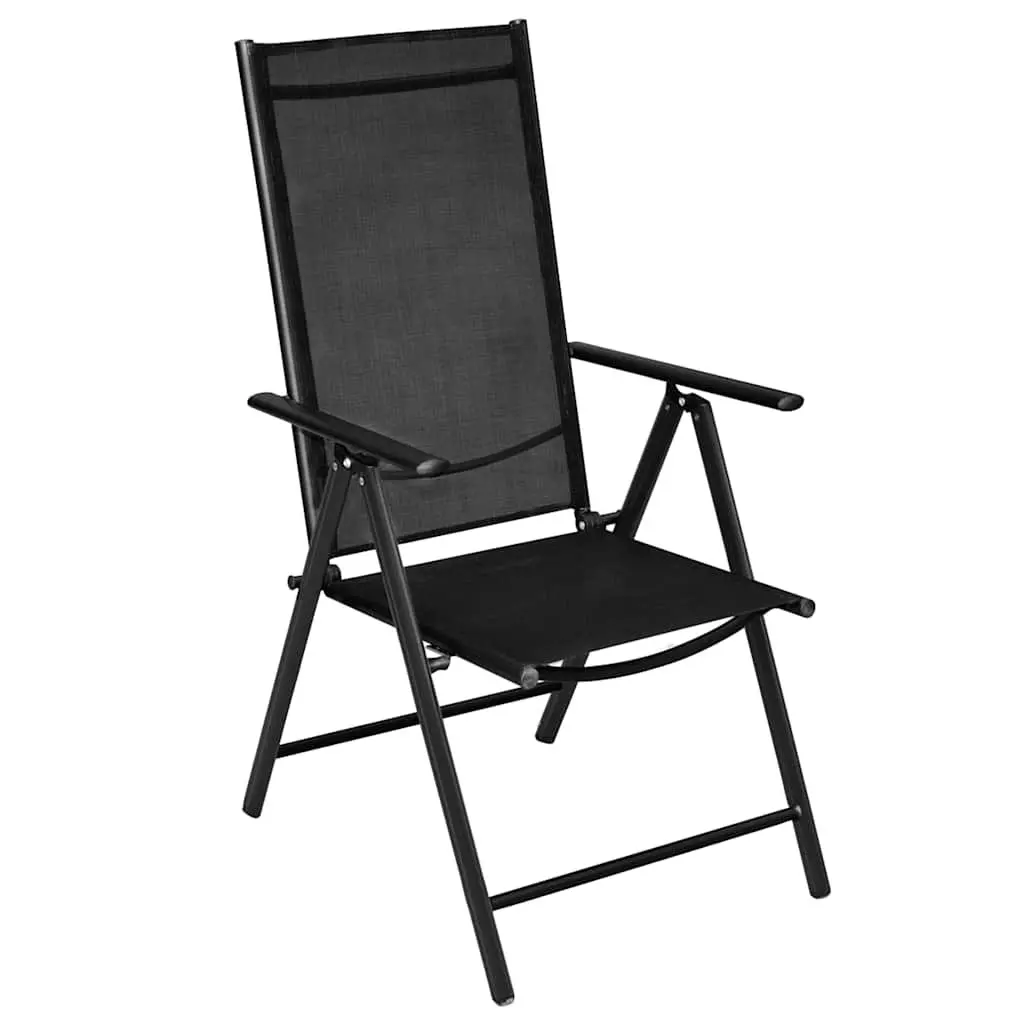 Folding Chairs Set 4 pcs Adjustable Black Lightweight Portable Garden Patio Seating