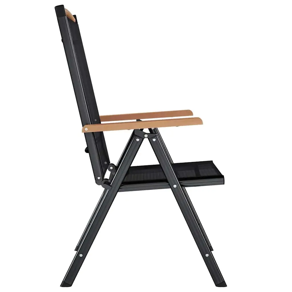 Folding Garden Chairs Set 4 Piece Outdoor Seating Adjustable 7 Position Black Textilene
