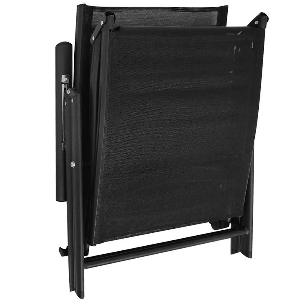 Folding Sun Lounger Outdoor Reclining Chair Lightweight Portable Black