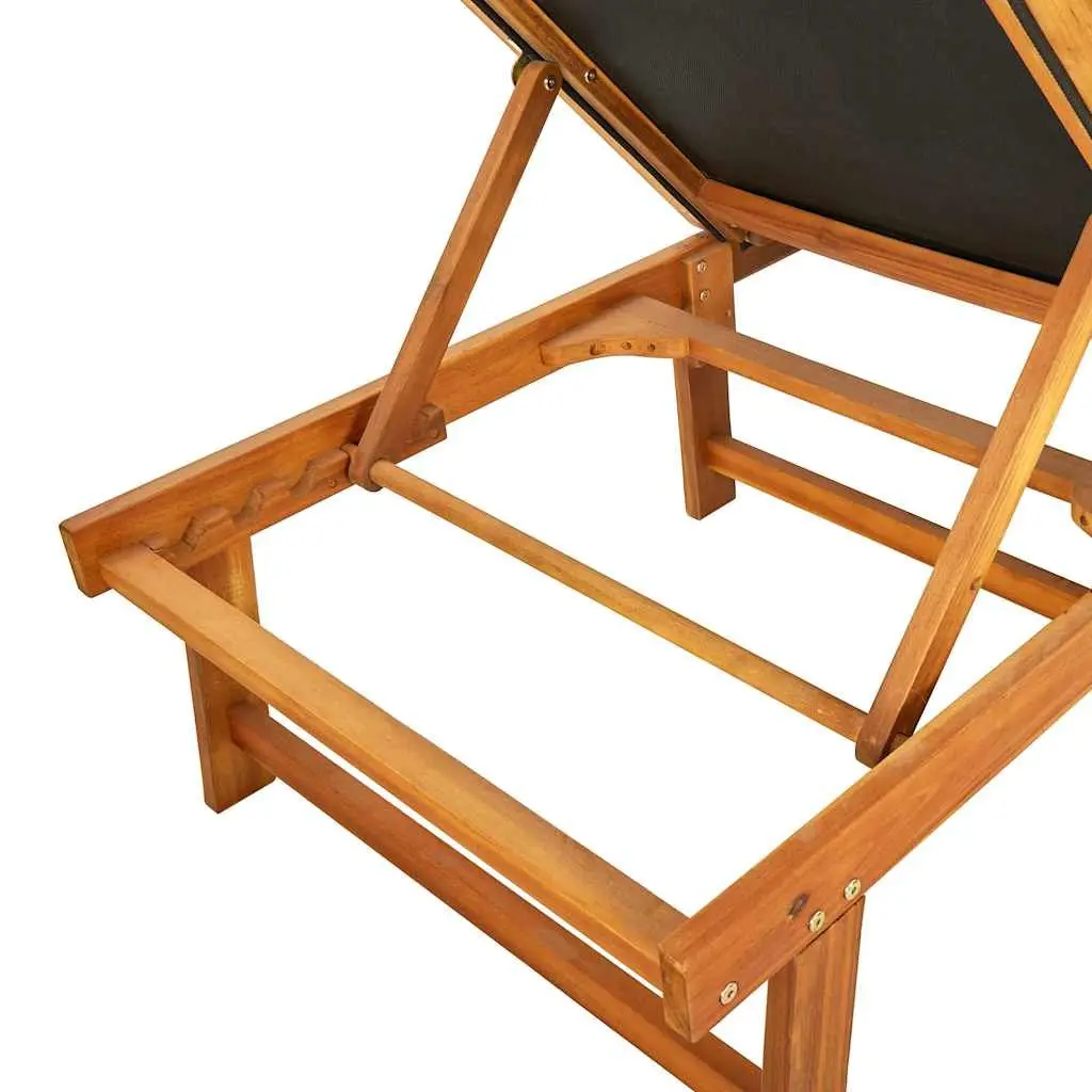 Sun Lounger Outdoor Garden Recliner Adjustable Acacia Wood Brown
