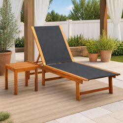 Comfortable Acacia Sun Lounger with Side Table for Relaxation