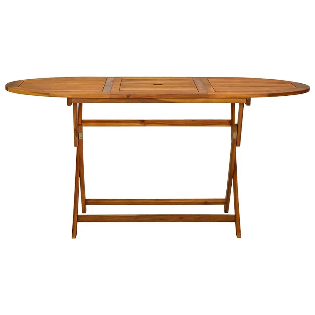 Outdoor Dining Set 7 Piece Acacia Wood Table Folding Chairs Brown