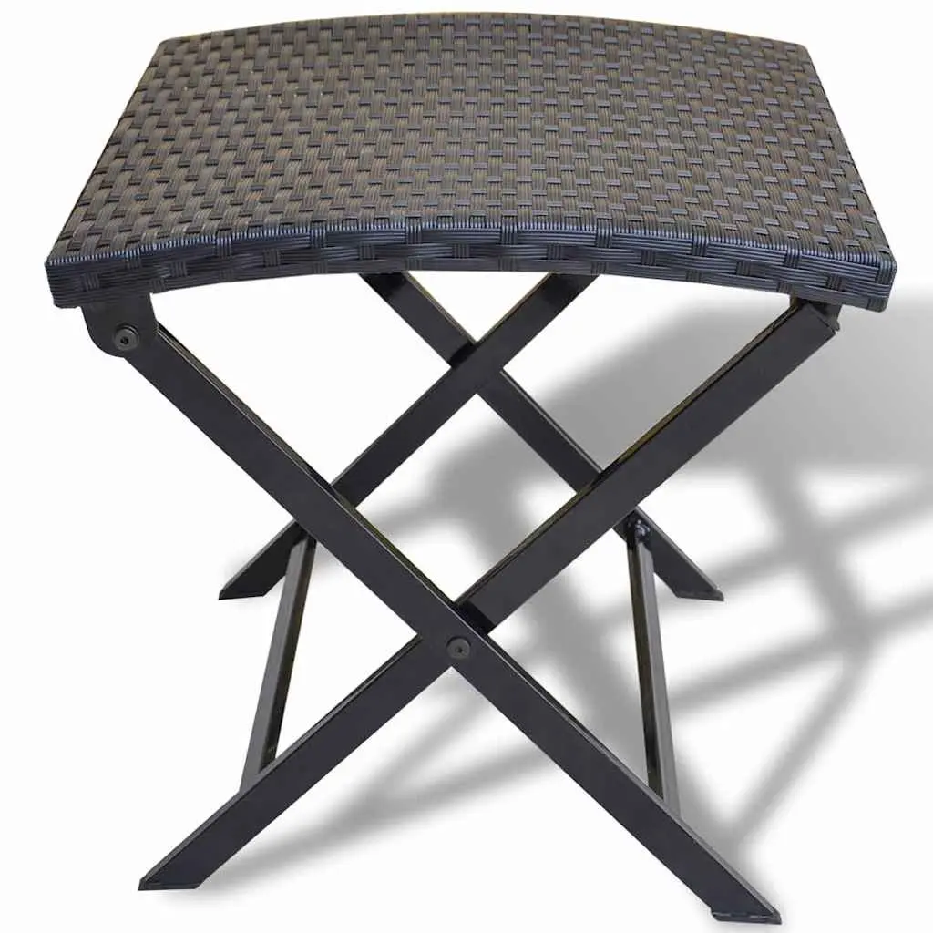 Folding Stool Indoor Outdoor Lightweight Portable Rattan Seat Black