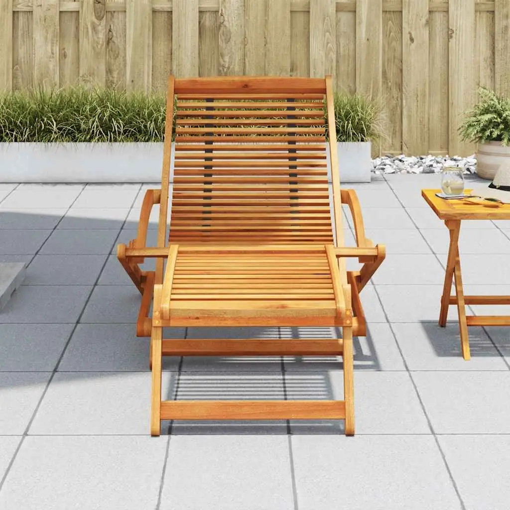 Sun Lounger Deck Chair with Footrest Foldable Garden Patio Relaxer Brown