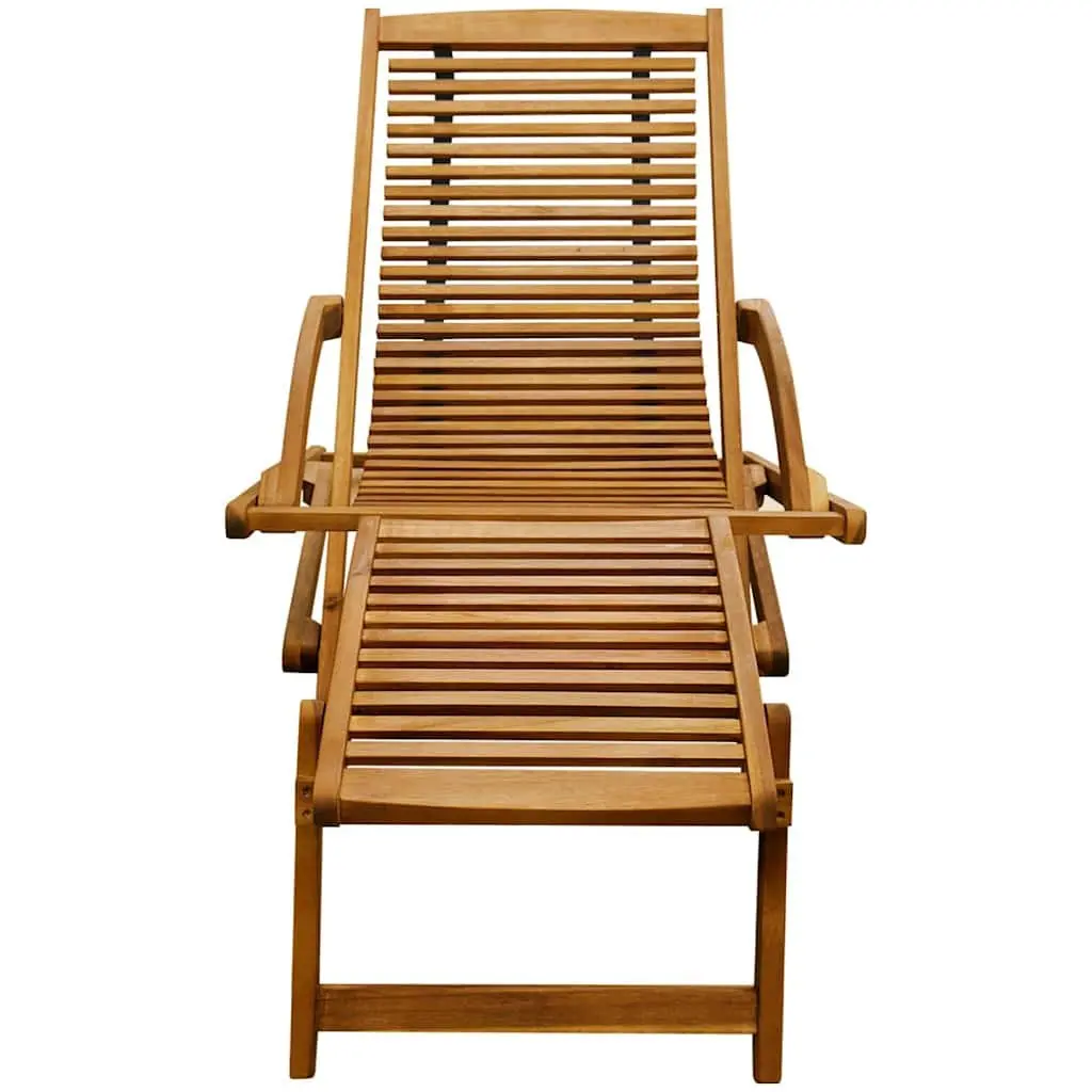 Sun Lounger Deck Chair with Footrest Foldable Garden Patio Relaxer Brown
