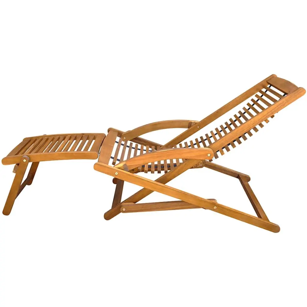 Sun Lounger Deck Chair with Footrest Foldable Garden Patio Relaxer Brown