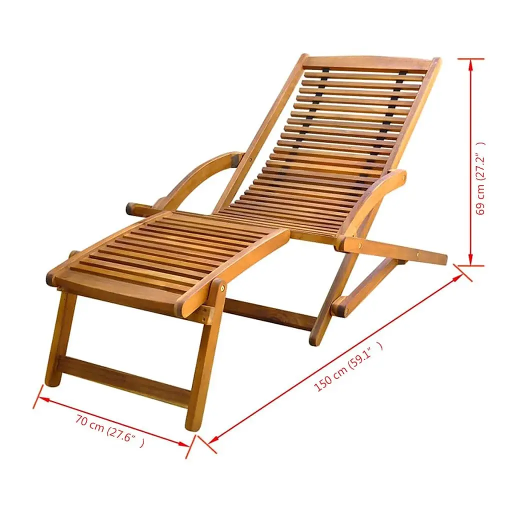Sun Lounger Deck Chair with Footrest Foldable Garden Patio Relaxer Brown