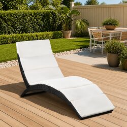 Reliable Folding Rattan Sun Lounger with Cushion for Relaxation