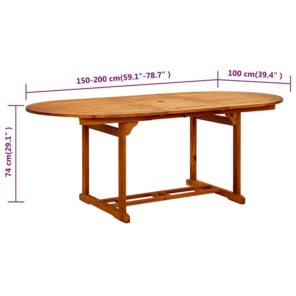 Outdoor Dining Table 150-200x100x75cm Extendable Garden Patio Furniture Brown