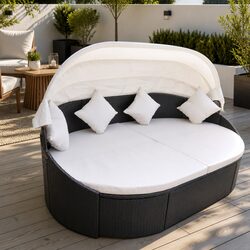 Comfortable Outdoor Lounge Bed with Canopy Cover