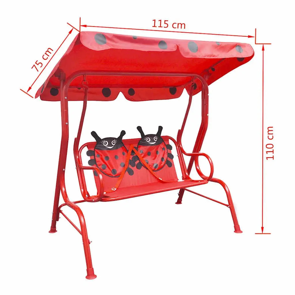Kids Swing Seat Red Garden Patio Outdoor