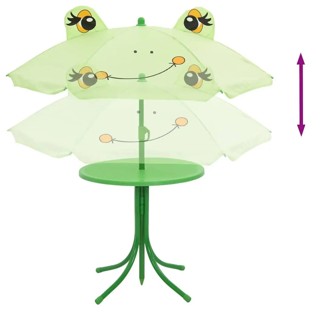 Kids Garden Bistro Set Outdoor Furniture Table Chairs Parasol Green 3 Piece