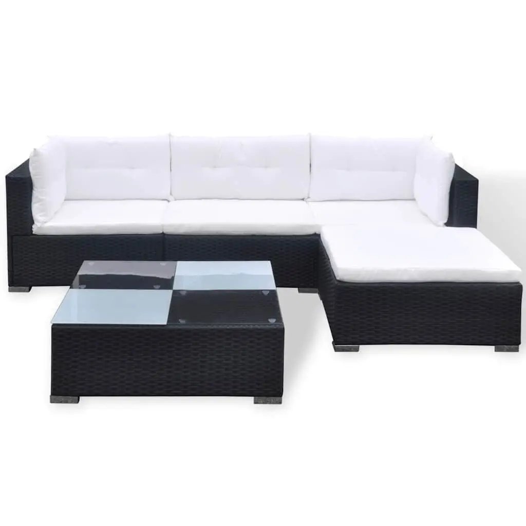 5 Piece Garden Lounge Set Outdoor Patio Sofa with Cushions Black