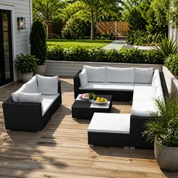 Comfortable 10-Piece Outdoor Lounge Set with Removable Cushions