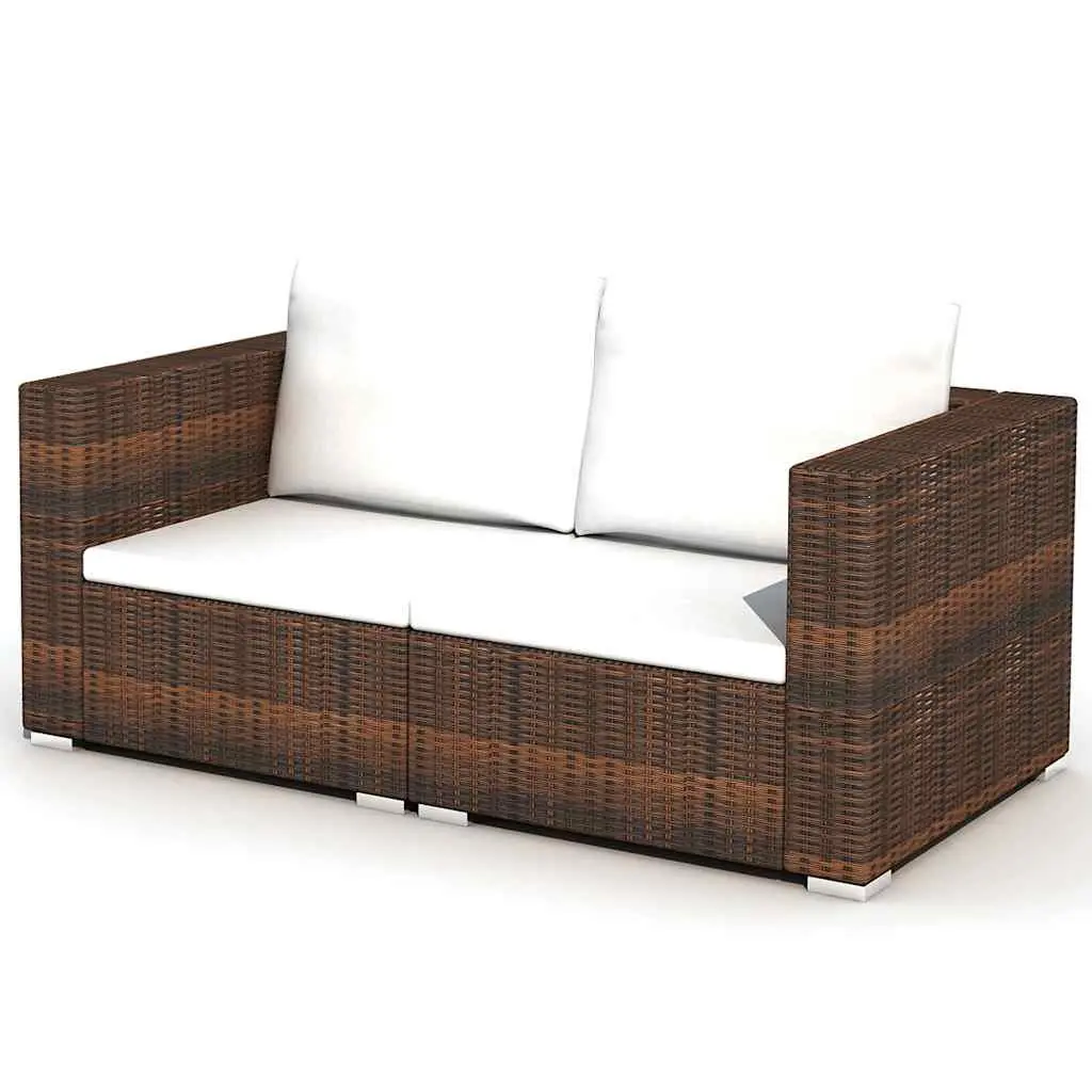 10 Piece Outdoor Garden Lounge Set with Cushions Poly Rattan Brown