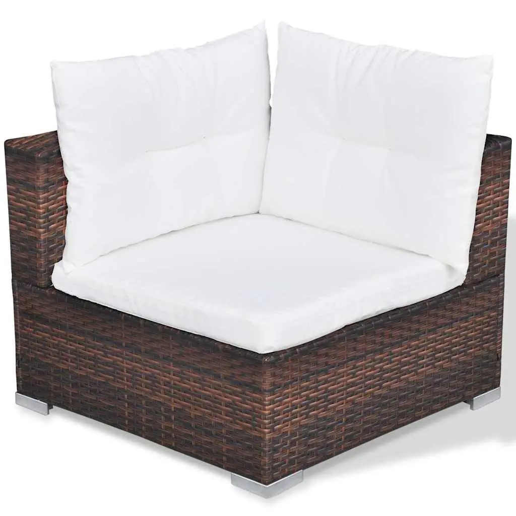 10 Piece Outdoor Garden Lounge Set with Cushions Poly Rattan Brown