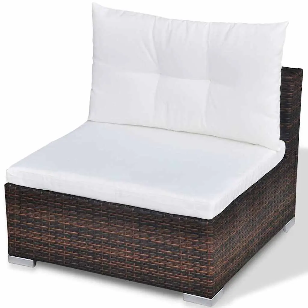 10 Piece Outdoor Garden Lounge Set with Cushions Poly Rattan Brown