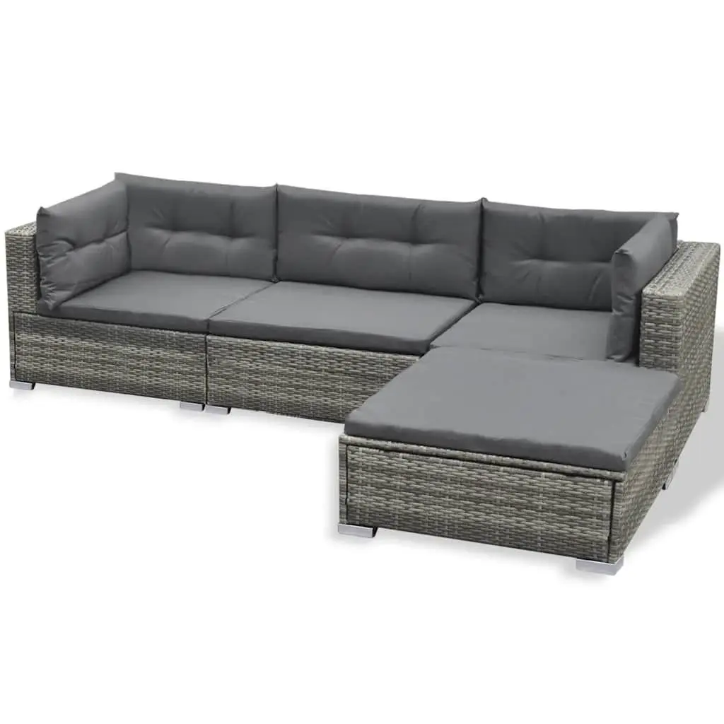 6 Piece Outdoor Lounge Set Grey Poly Rattan Garden Patio Furniture