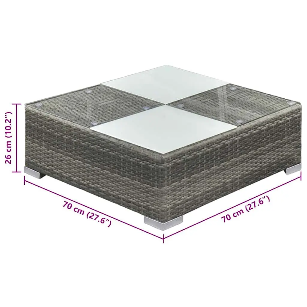 6 Piece Outdoor Lounge Set Grey Poly Rattan Garden Patio Furniture