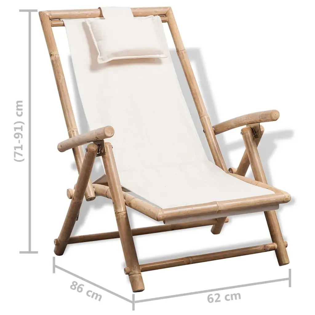 Bamboo Deck Chair with Adjustable Backrest
