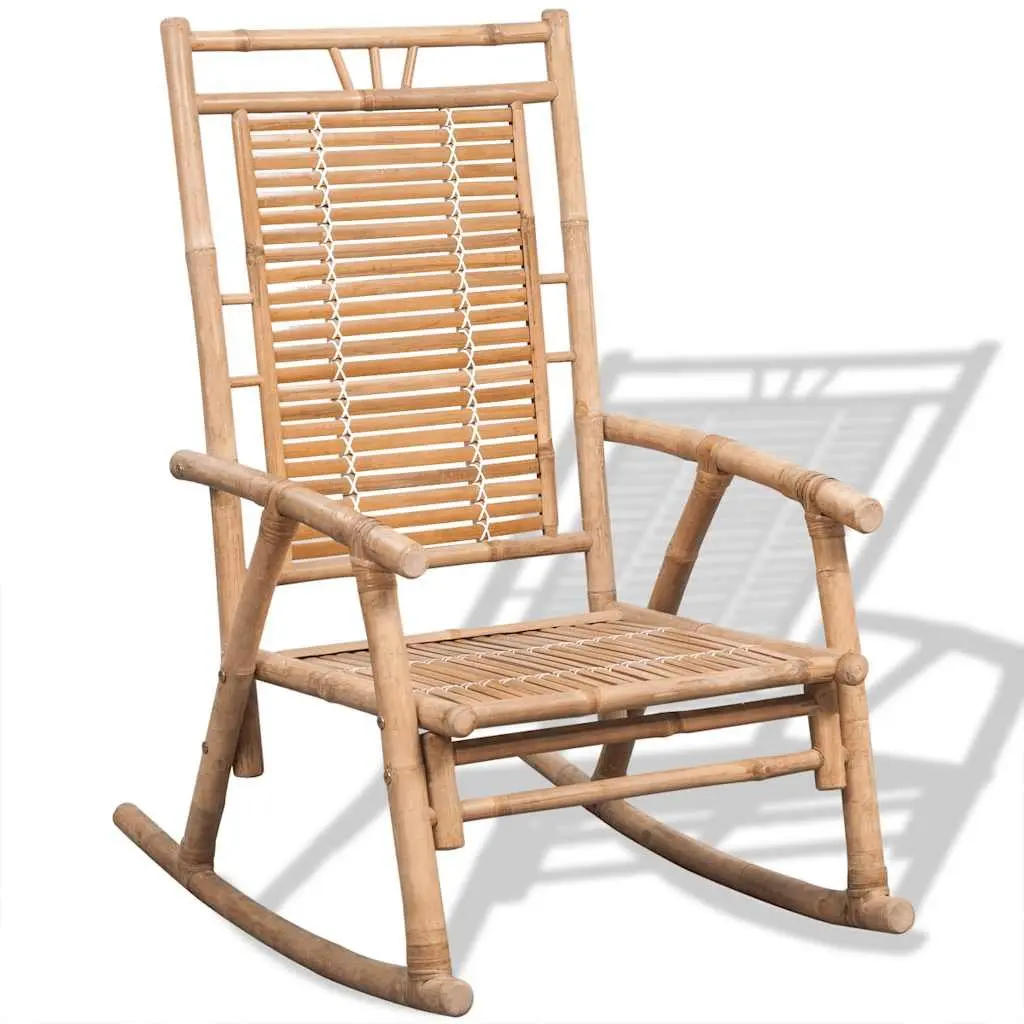 Bamboo Rocking Chair Relaxation Indoor Outdoor Brown